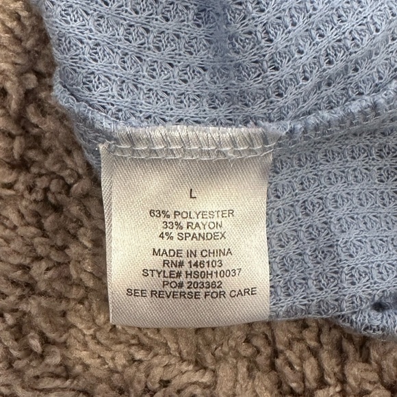 Hippie Rose Blue Waffle Knit Button Front Tie Hem Tank Top Size Large - Picture 6 of 6